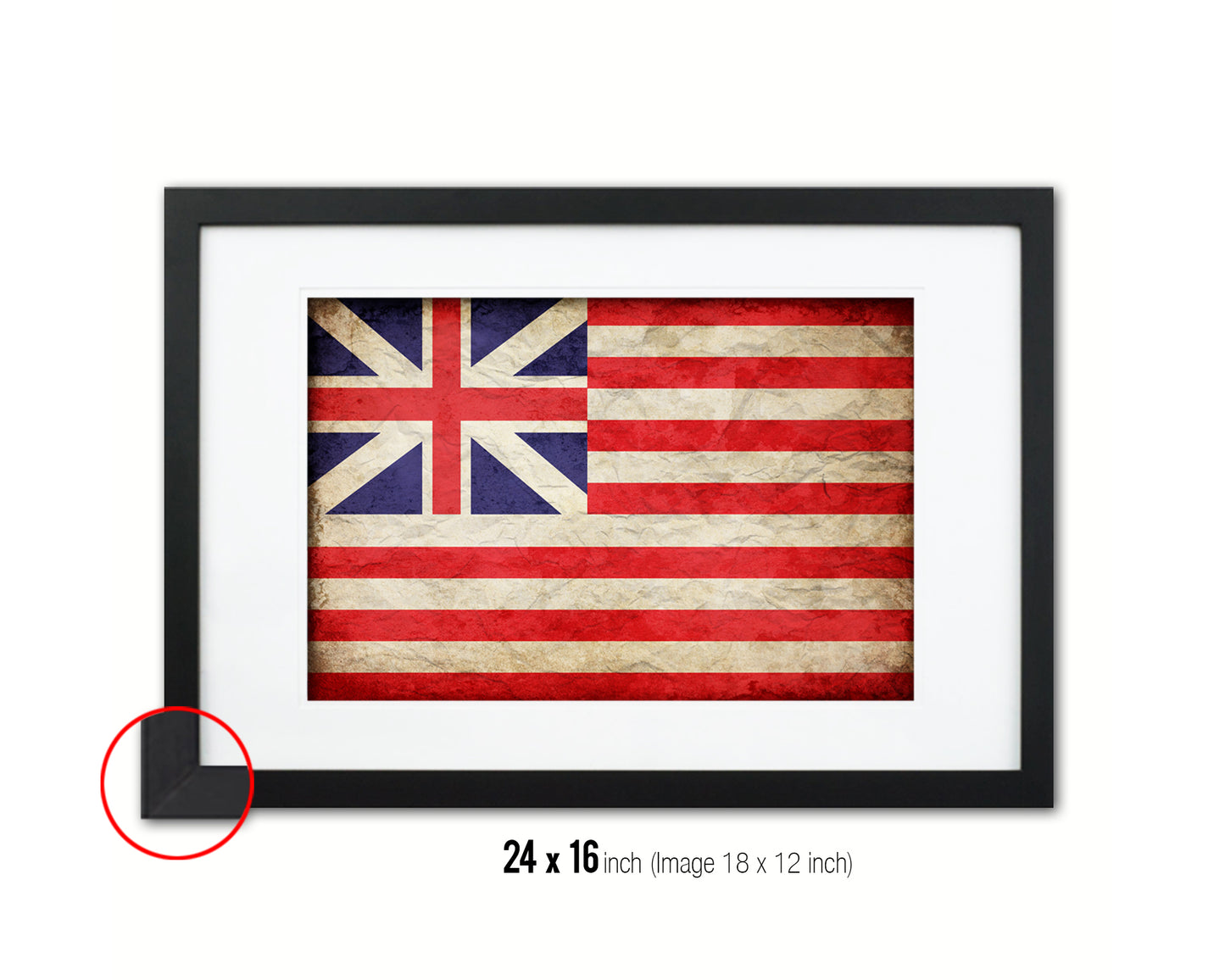 Grand Union Vintage Military Flag Framed Print Sign Decor Wall Art Gifts