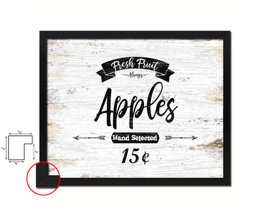 Fresh Fruit Apples Vintage Sign Fine Art Paper Prints Wood Frame Wall Art Decor Gifts