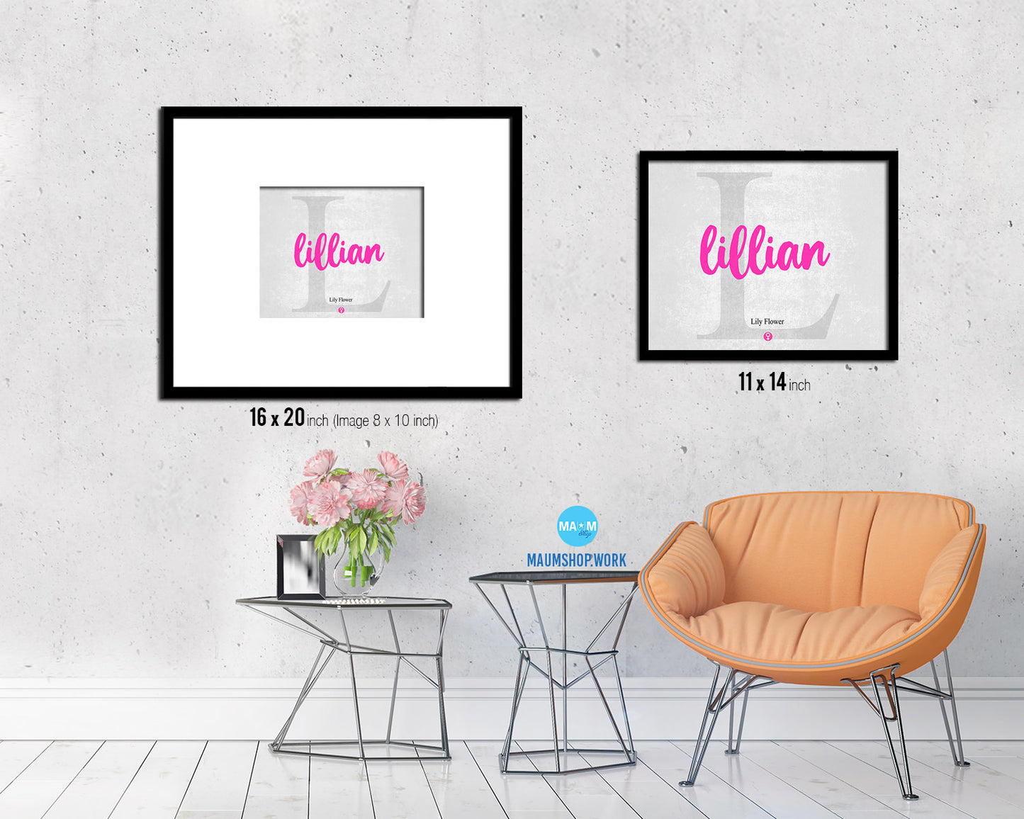 Lillian Personalized Biblical Name Plate Art Framed Print Kids Baby Room Wall Decor Gifts