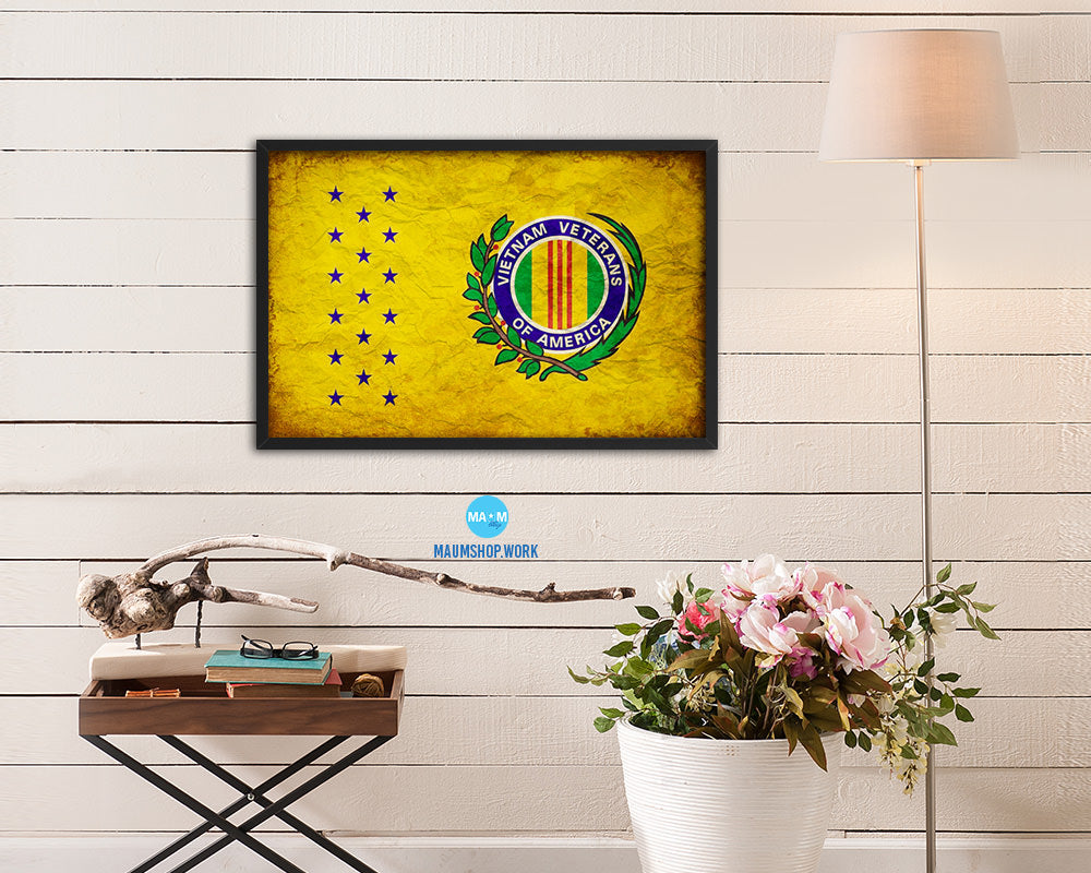 Vietnam War American Veterans Vintage Military Flag Framed Print Sign Decor Wall Art Gifts