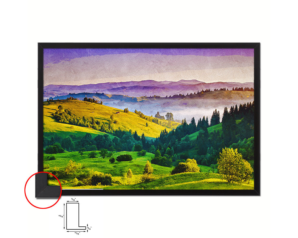 Ukraine Europe Foggy Summer Morning Mountains Carpathia Landscape Painting Print Art