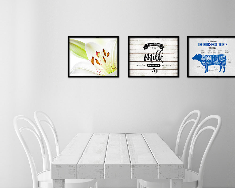 Farm Fresh Milk Vintage Sign Fine Art Paper Prints Wood Frame Wall Art Decor Gifts