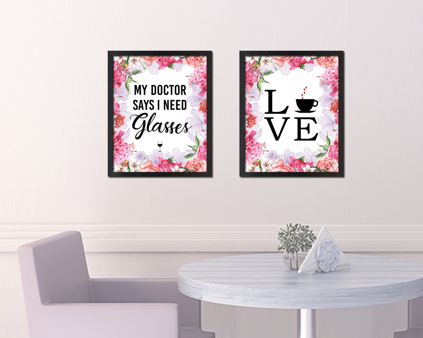 My doctor says I need glasses Words Wood Framed Print Wall Decor Art Gifts