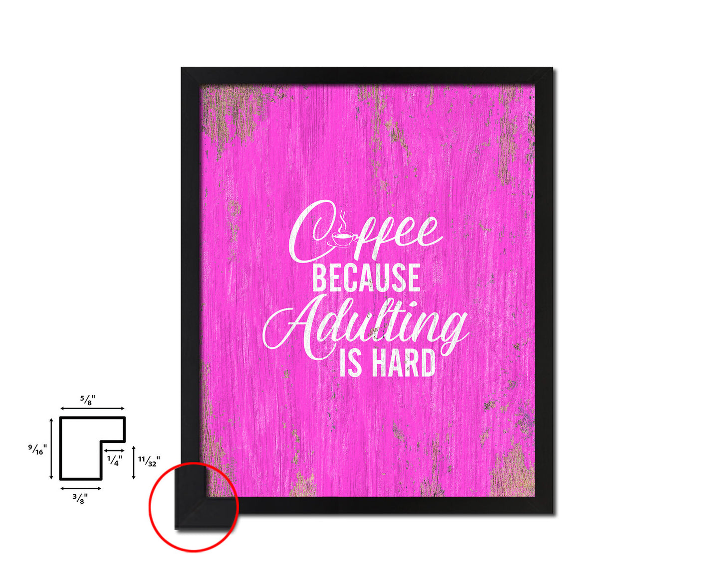 Coffee because adulting is hard Quotes Framed Print Home Decor Wall Art Gifts