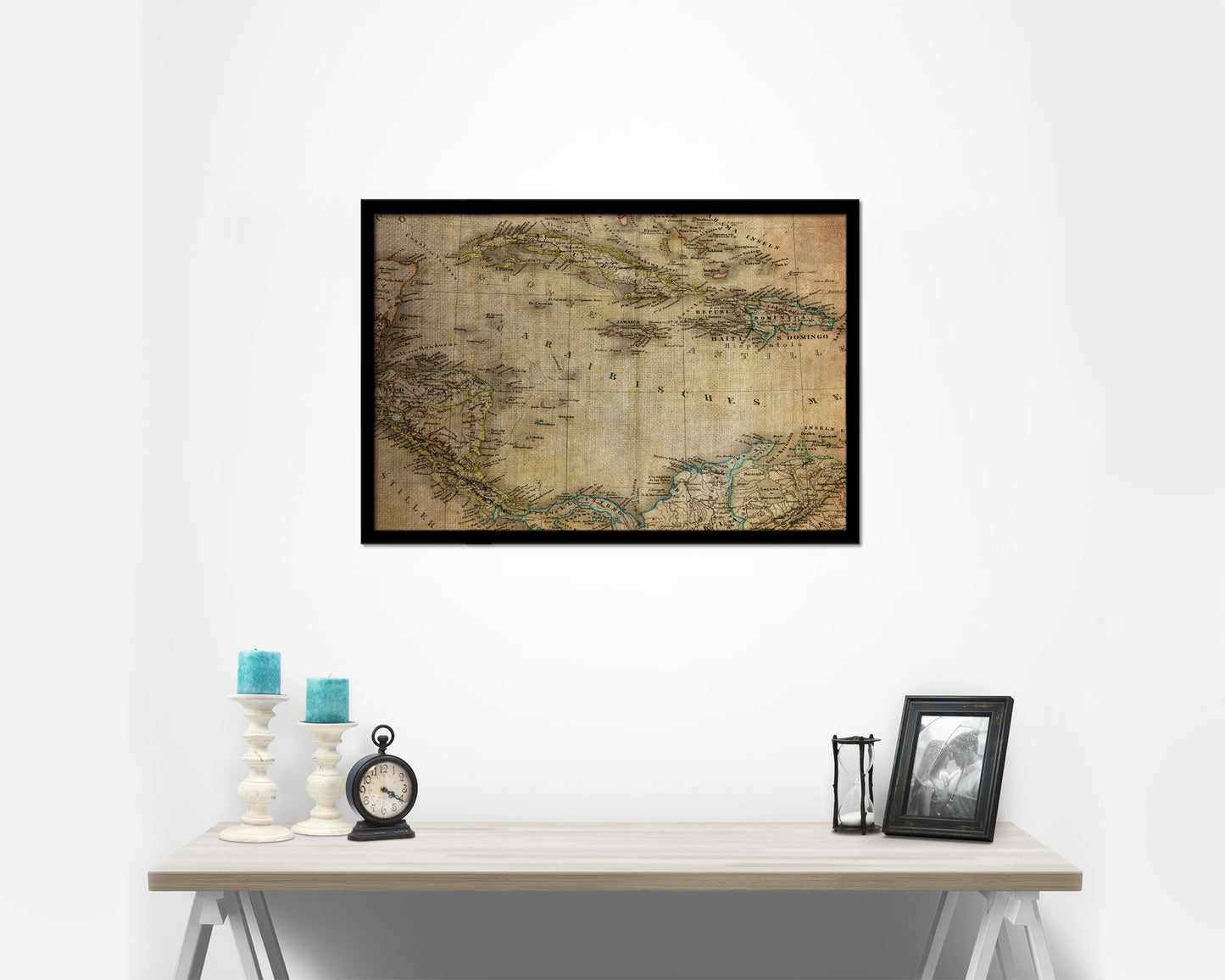 Caribbean Cuba Jamaica Styler 1875 Vintage Map Framed Print Art Wall Decor Gifts