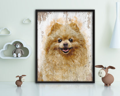 Pomeranian Spitz Dog Puppy Portrait Framed Print Pet Watercolor Wall Decor Art Gifts