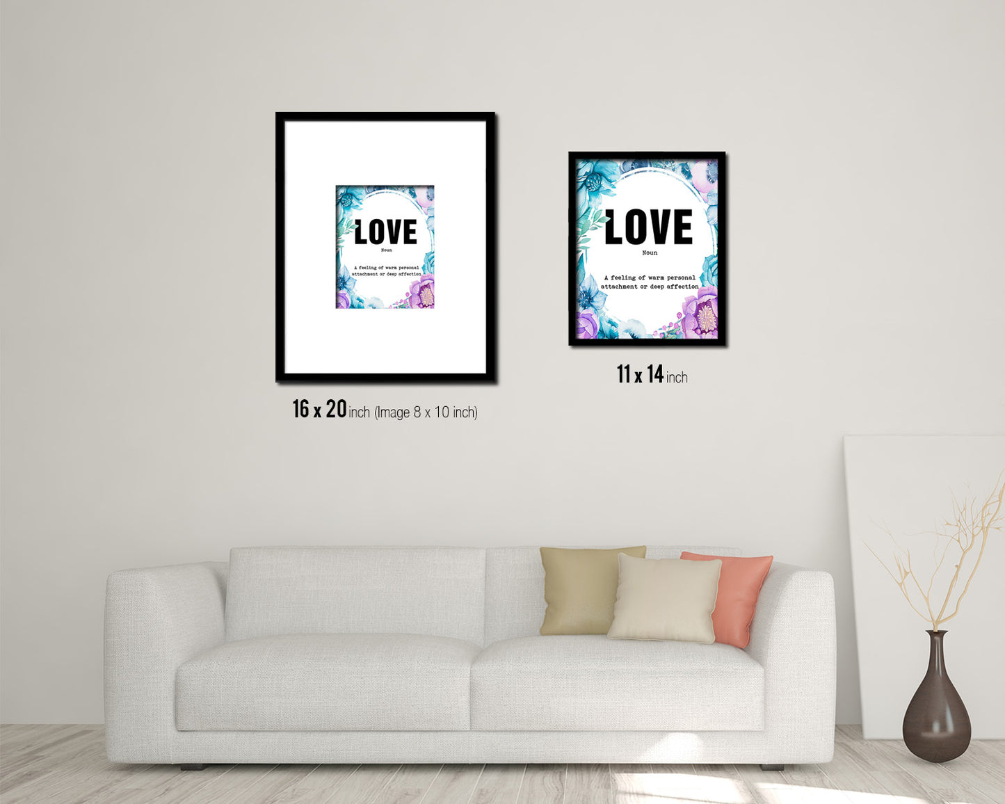 LOVE definition Quote Boho Flower Framed Print Wall Decor Art