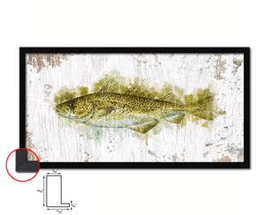 Cod Fish Art Wood Frame Shabby Chic Restaurant Sushi Wall Decor Gifts, 10" x 20"