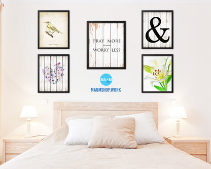 Pray more Worry less, Matthew 6:34 Quote Framed Print Home Decor Wall Art Gifts