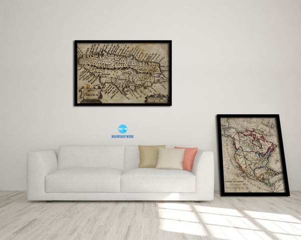 Jamaica John Speed 1675 Historical Map Framed Print Art Wall Decor Gifts
