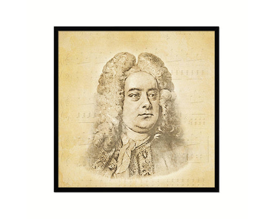 George Frideric Handel Vintage Classical Music Black Framed Print Wall Decor Art Gifts