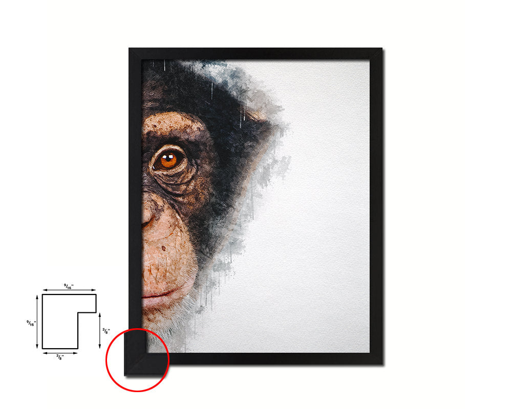 Chimpanzee Animal Painting Print Framed Art Home Wall Decor Gifts
