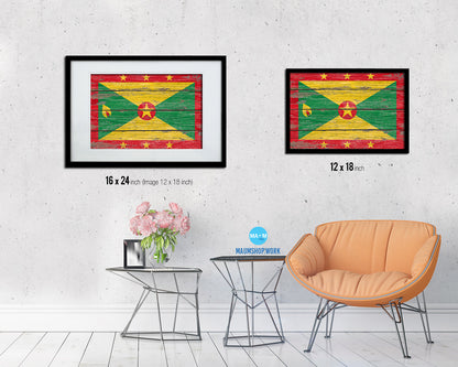 Grenada Country Wood Rustic National Flag Wood Framed Print Wall Art Decor Gifts