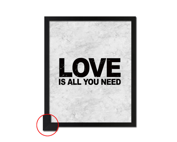 Love is all you need Quote Framed Print Wall Art Decor Gifts
