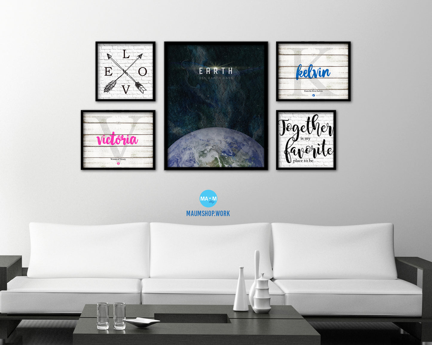 Earth Planet Prints Length of Year Watercolor Solar System Framed Print Home Decor Wall Art Gifts