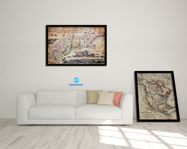New England Carel Allard Amsterdam 1700 Antique Map Framed Print Art Wall Decor Gifts
