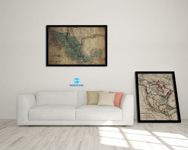 Mexico Vintage Map Framed Print Art Wall Decor Gifts