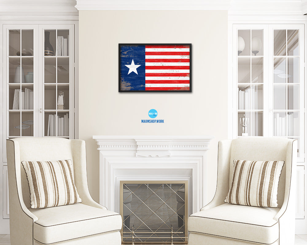 Texas Navy Texan Revolution 1838-1846 Naval Jack Shabby Chic Military Flag Framed Print Art