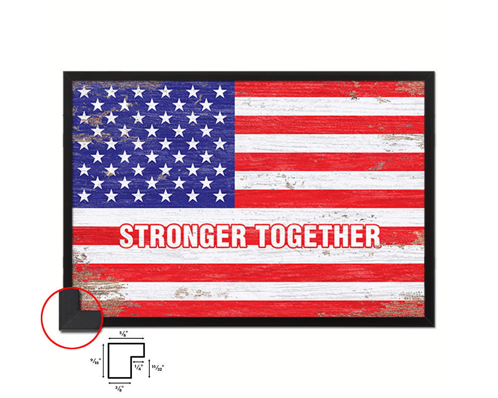 Stronger Together, Hillary Clinton Campaign Shabby Chic Military Flag Framed Print Art