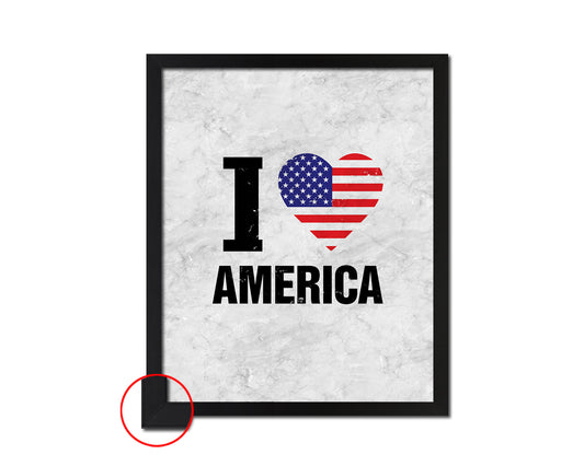 I love America Quote Framed Print Wall Art Decor Gifts