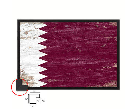 Qatar Shabby Chic Country Flag Wood Framed Print Wall Art Decor Gifts