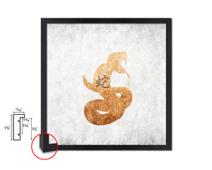 Snake Chinese Zodiac Character Wood Framed Print Wall Art Decor Gifts, White