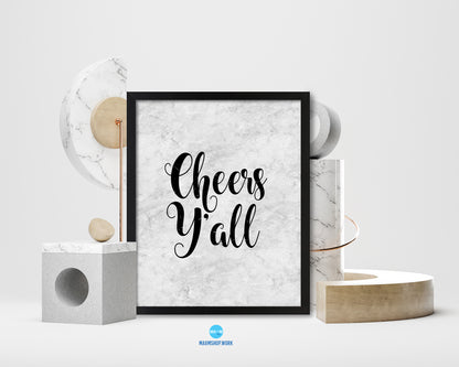 Cheers y'all Western Quote Framed Print Wall Art Decor Gifts