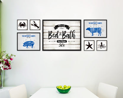 Fresh Bed & Bath Vintage Sign Fine Art Paper Prints Wood Frame Wall Art Decor Gifts