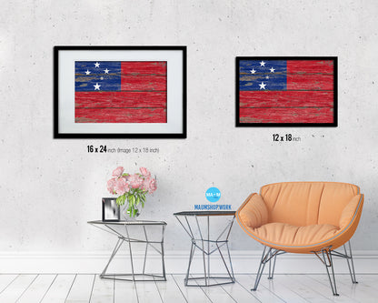 Samoa Country Wood Rustic National Flag Wood Framed Print Wall Art Decor Gifts