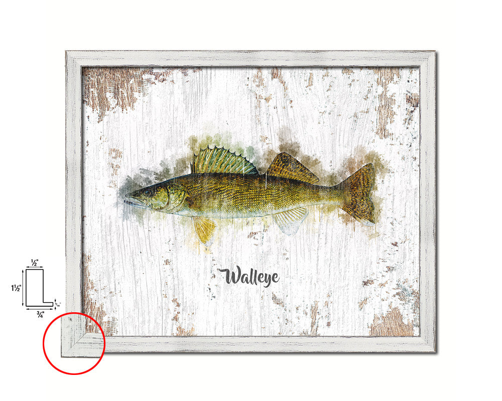 Walleye Fish Framed Prints Modern Restaurant Sushi Bar Watercolor Wall Art Decor