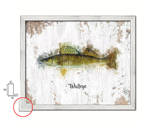 Walleye Fish Framed Prints Modern Restaurant Sushi Bar Watercolor Wall Art Decor