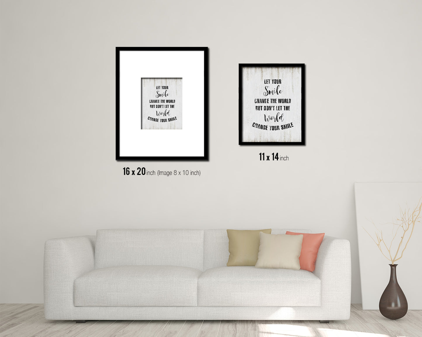 Let your smile change the world Quote Wood Framed Print Wall Decor Art