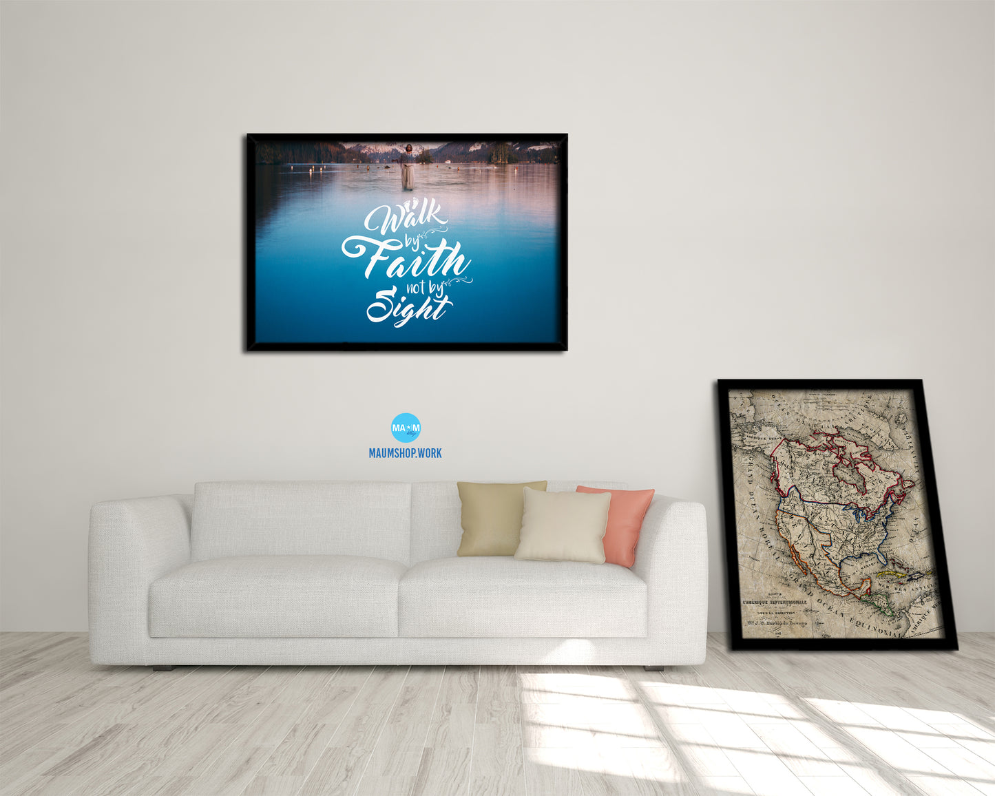 Walk by faith not by sight Bible Verse Scripture Framed Print Wall Decor Art Gifts