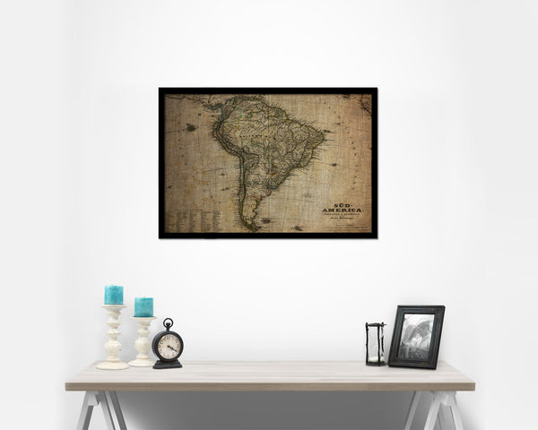 South America Vintage Map Framed Print Art Wall Decor Gifts