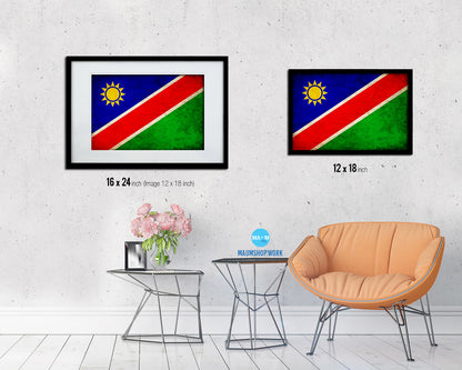 Namibia Country Vintage Flag Wood Framed Print Wall Art Decor Gifts