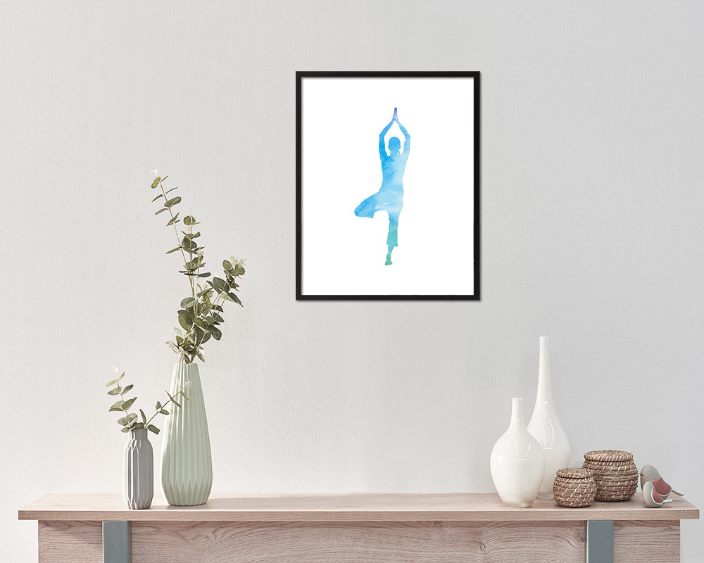 Tree Vrksasana Yoga Wood Framed Print Wall Decor Art Gifts
