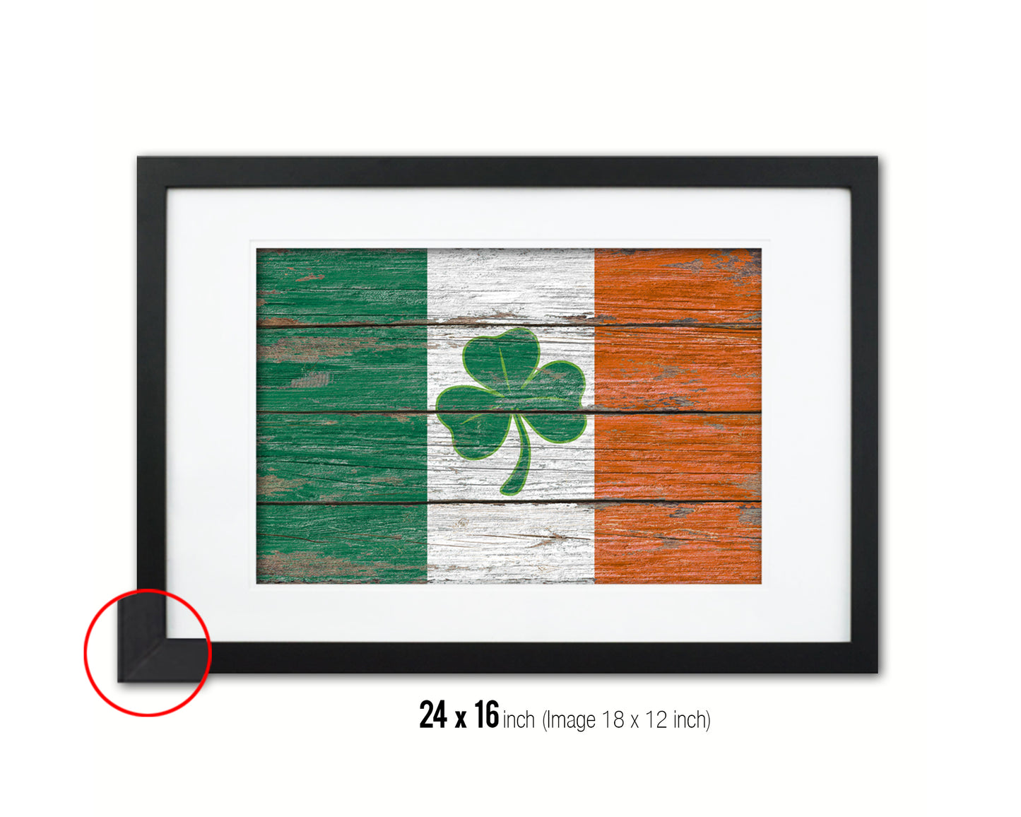 Ireland Saint Patrick Wood Rustic Flag Wood Framed Print Wall Art Decor Gifts