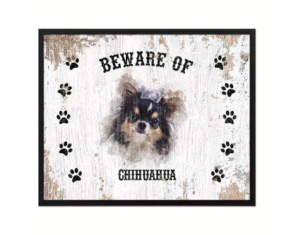 Beware of Chihuahua 3 months Sign Wood Framed Print Wall Art Decor Gifts