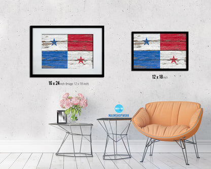 Panama Country Wood Rustic National Flag Wood Framed Print Wall Art Decor Gifts