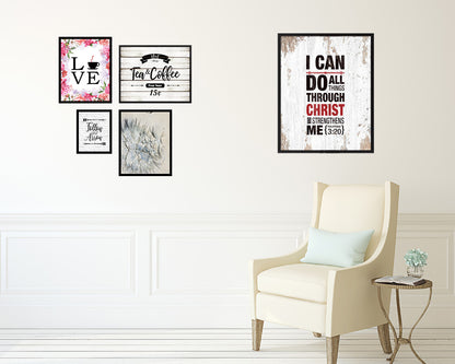 I can do all things through Christ who strengthens me, Philippians 3:20 Quote Framed Print Wall Art