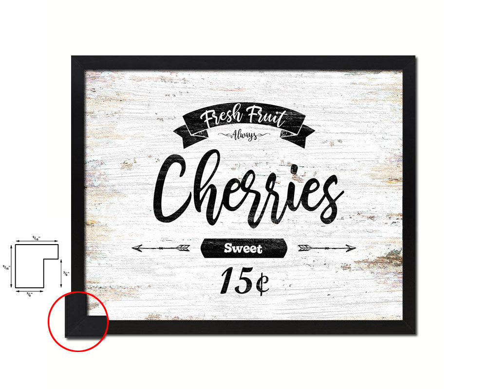 Fresh Baked Cherries Vintage Sign Fine Art Paper Prints Wood Frame Wall Art Decor Gifts