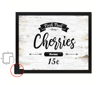 Fresh Baked Cherries Vintage Sign Fine Art Paper Prints Wood Frame Wall Art Decor Gifts