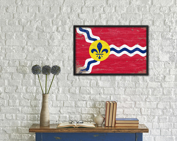 St Louis City Missouri State Shabby Chic Flag Framed Prints Decor Wall Art Gifts