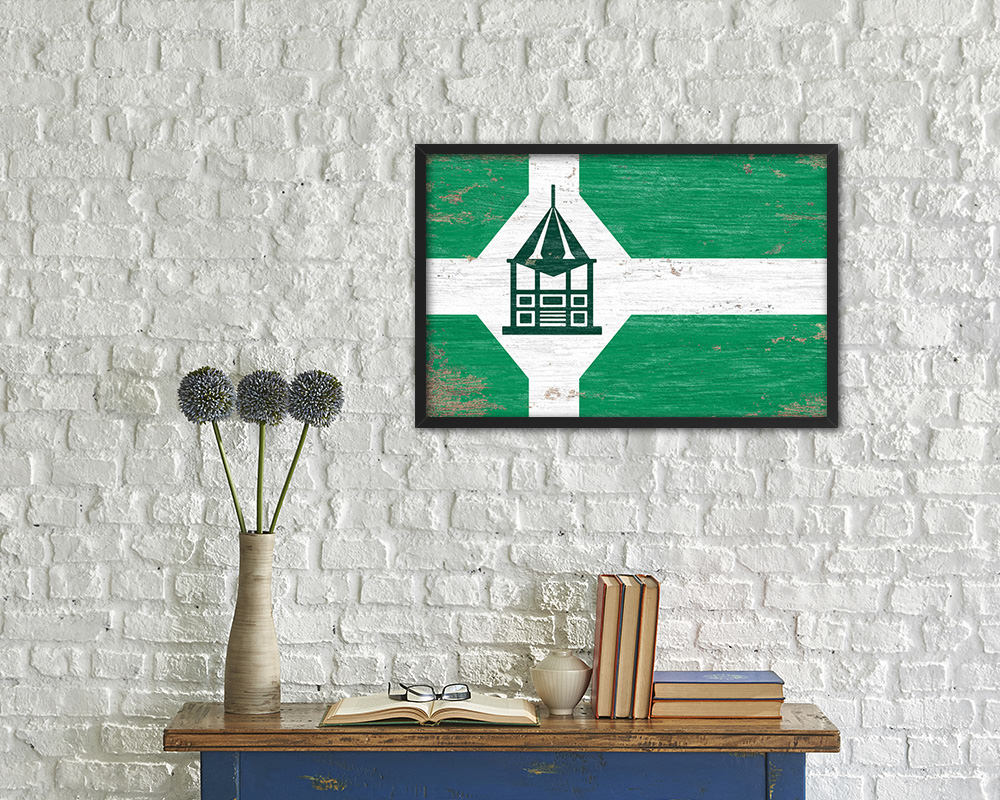 Milford City Connecticut State Shabby Chic Flag Framed Prints Decor Wall Art Gifts