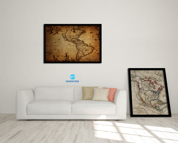 America 1690 Vintage Map Framed Print Art Wall Decor Gifts