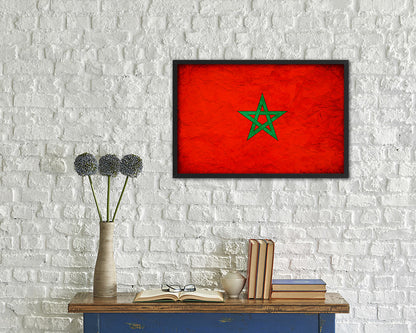 Morocco Country Vintage Flag Wood Framed Print Wall Art Decor Gifts