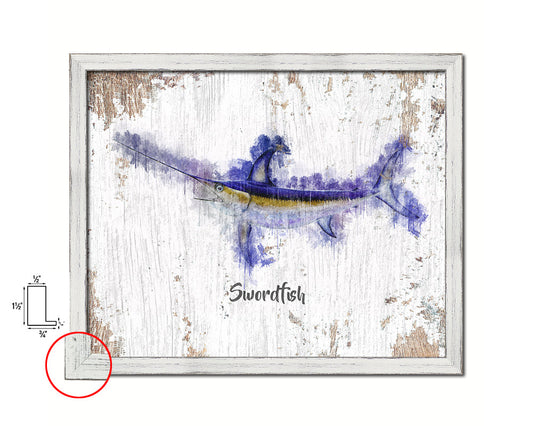 Swordfish Fish Framed Prints Modern Restaurant Sushi Bar Watercolor Wall Art Decor