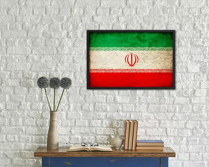 Iran Country Vintage Flag Wood Framed Print Wall Art Decor Gifts