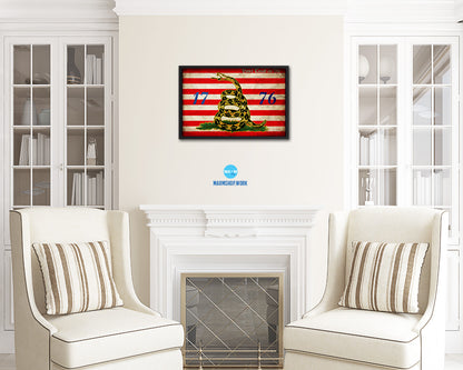 First Navy Jack Don't Tread On Me 1776 Tea Party Vintage Military Flag Framed Print Art