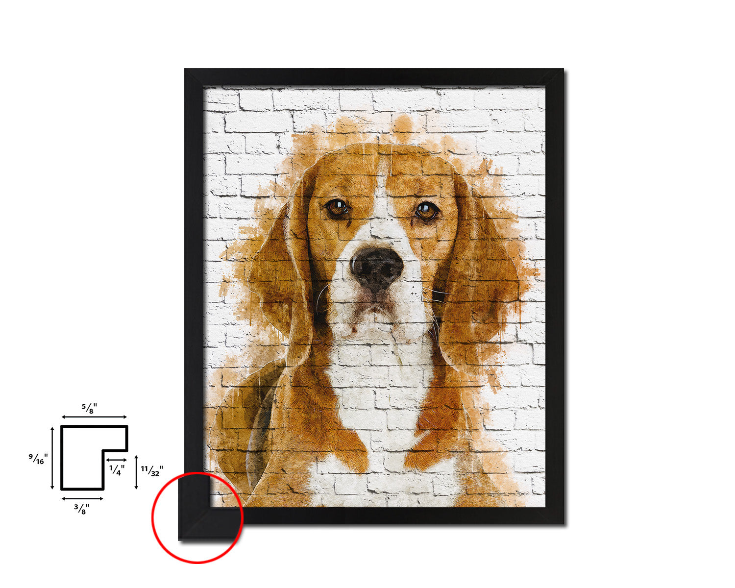Beagle Dog Puppy Portrait Framed Print Pet Watercolor Wall Decor Art Gifts